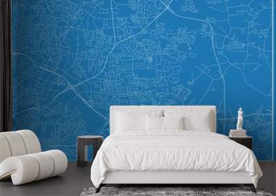 Blueprint US city map of Raleigh, North Carolina. Wall mural