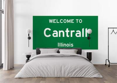 Cantrall, Illinois, USA. City limit sign on transparent background.  Wall mural