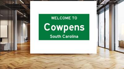 Cowpens, South Carolina, USA. City limit sign on transparent background.  Wall mural