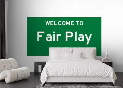 Fair Play, Missouri, USA. City limit sign on transparent background.  Wall mural