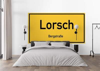 Isolated German city limit sign of Lorsch located in Hessen Wall mural