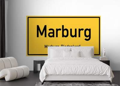 Isolated German city limit sign of Marburg located in Hessen Wall mural