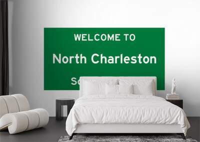 North Charleston, South Carolina, USA. City limit sign on transparent background.  Wall mural