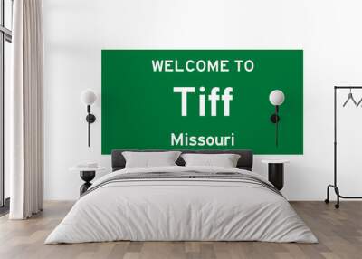 Tiff, Missouri, USA. City limit sign on transparent background.  Wall mural