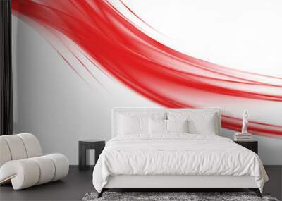 abstract red wave lines isolated on transparent background Wall mural