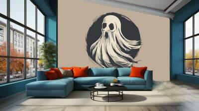 Ghost logo vector icon illustration vintage style Wall mural