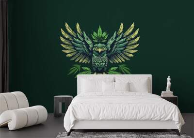 Green eagle logo vector icon illustration. Wall mural