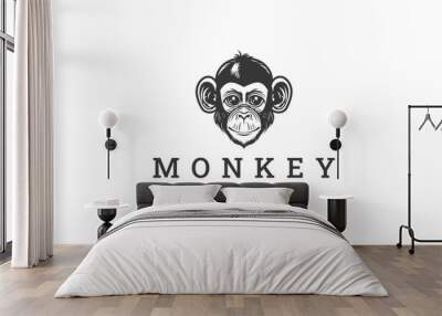 Monkey logo icon design template vector illustration Wall mural