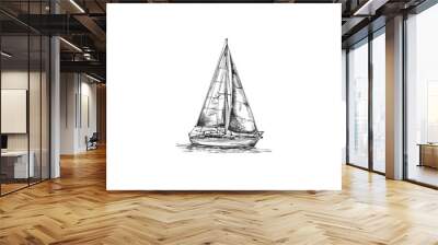 Sailboat logo design template vector illustration Wall mural