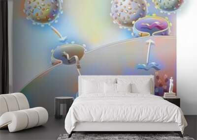 Penetration and replication of a retrovirus (example: AIDS) in a host. Wall mural