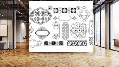 Set of islamic decoration illustration. Islamic border decoration, Islamic pattern decoration. Islamic ornament decoration. Wall mural