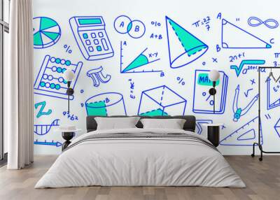 Set of traveling mathematics doodle essentials vector illustration Wall mural