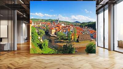 aerial panoramic view of cesky krumlov and vltava river Wall mural