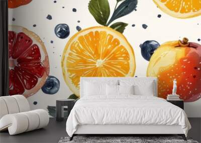 Abstract Watercolor Fruit Background Wall mural