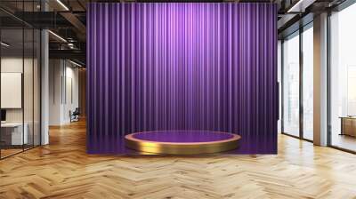 Purple Curtain Stage with Golden Pedestal. Wall mural