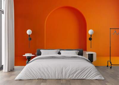 Vibrant Orange Room With White Circular Podium Wall mural