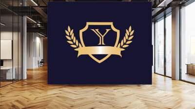 Golden Black Sheild Logo Of Y Wall mural