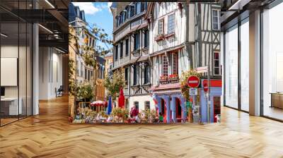 Beautiful colorful half-timbered houses in Rouen city, the capital of Normandy region in France Wall mural