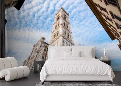 Famous Santa Maria del Fiore cathedral church in Florence. View from below Wall mural