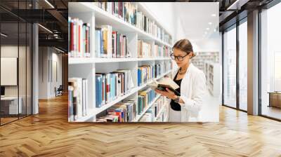 Woman at the library Wall mural