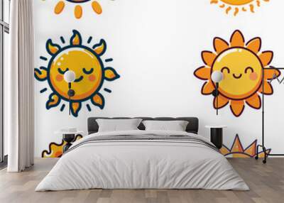 set collection cute emoticon sun vector Wall mural