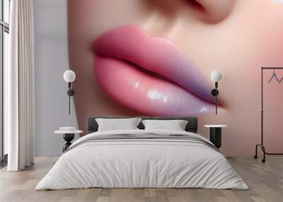  fashion concept. woman lip with pink pastel lips Wall mural