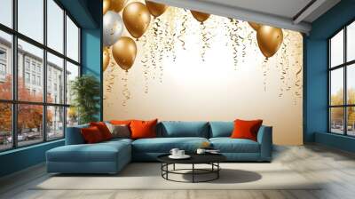 a collection of gold celebration balloons Wall mural