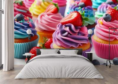 colorful delicious cupcakes  Wall mural