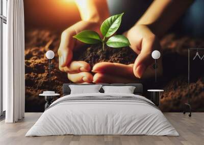 hand planting tree Wall mural