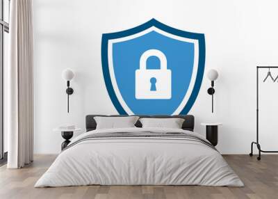 Secure internet icon. Protective shield sign digital security with the image of a padlock. Symbol security protection web. Vector illustration. Wall mural