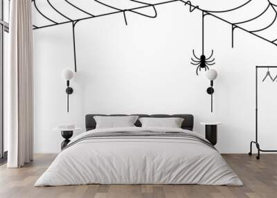 spider web halloween element design. line art spider web Wall mural