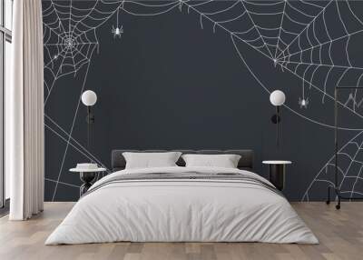 spider web white on grey background Wall mural