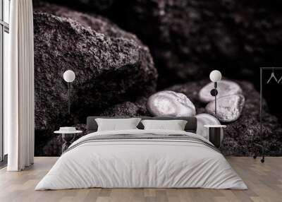 silver stones in mine, mineral extraction concept Wall mural