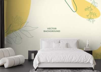 Abstract minimal banner template. Organic shapes floral vector background Wall mural