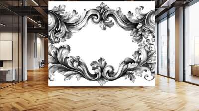 Ornate Baroque Floral Frame Illustration Wall mural