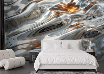 Polished Metal Patterns and Gleaming Surfaces Wall mural