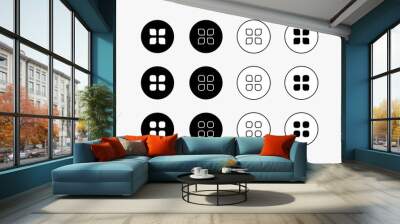 black and white buttons, menu icon Wall mural