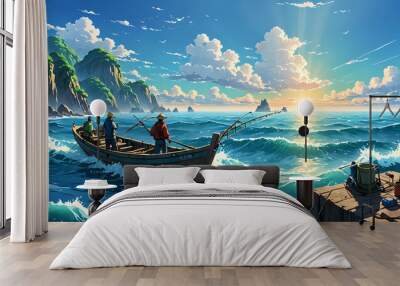 boat in the sea Wall mural