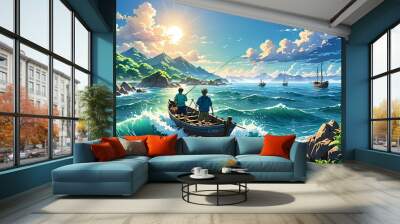 fishing in the sea Wall mural