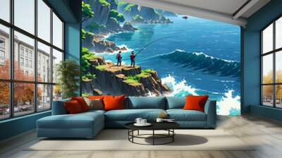 fishing in the sea Wall mural