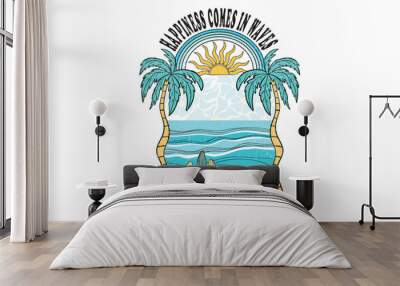 Big wave artwork. Beach modern abstract art. Enjoy beach life. Take me to the  beach. Sunshine paradise graphic print design. Enjoy beach life. Summer vibes artwork. Surf club design. Wall mural