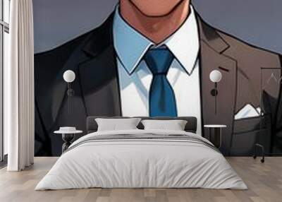 Portrait of an Anime Businessman Wall mural