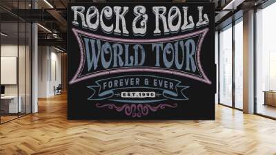 Rock and roll vintage t-shirt design. Music slogan graphic print design. Wall mural