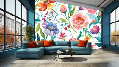 Watercolor seamless floral vector Pattern Wall mural