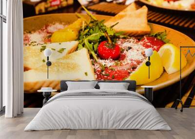 Appetizer - Meat Carpaccio with Parmesan Cheese Wall mural