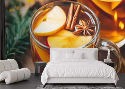 Hot Christmas Cider with Apples and Spices Wall mural