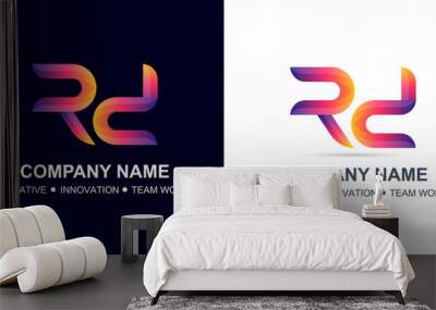  modern gradient alphabet logo design letter R D Wall mural