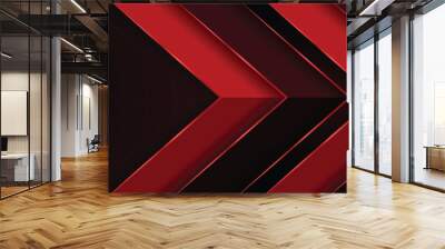 Abstract black red gaming background with modern luxury neon red light metallic ray and triangle stripes line paper cut style	
 Wall mural