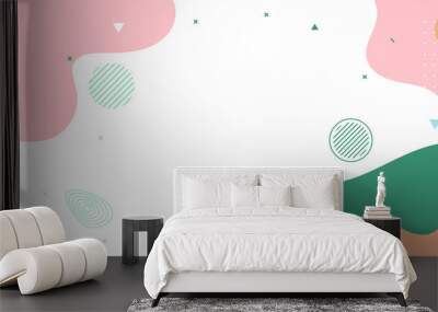 Beautiful pastel social media banner template with minimal abstract organic shapes composition in trendy contemporary collage style Wall mural