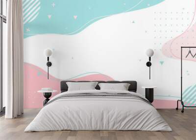 Beautiful pastel social media banner template with minimal abstract organic shapes composition in trendy contemporary collage style	
 Wall mural